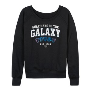Women's - Marvel - Guardians of the Galaxy Collegiate Lightweight French Terry Wide Neck Long Sleeve Shirt - 1 of 4
