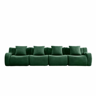 Aukfa Modular Teddy Fabric Sofa,Convertible Modular Sectional Sofa Set , 4-Seats with 1/2 Ottoman Soft Boneless Design for Living Room