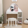Kids Vanity with Lighted Mirror, 2 In 1 Little Girls Vanity Table & Stool, Kids Makeup with Drawer & Open Shelves for 3-9 Yrs Girls - 4 of 4
