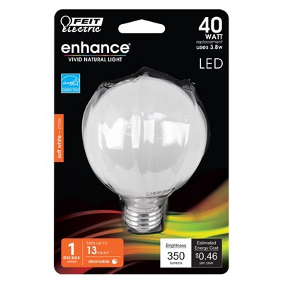 Feit Electric G25 E26 (Medium) LED Bulb Soft White 40 Watt Equivalence 1 pk