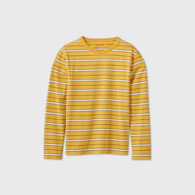 orange and yellow striped long sleeve shirt