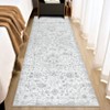 Coucheta Vintage Washable Area Rug, Low Pile Carpet, Non-Slip Rubber Backing, Soft Distressed Flower Accent Rug for Living Room, Bedroom, Office - 2 of 4