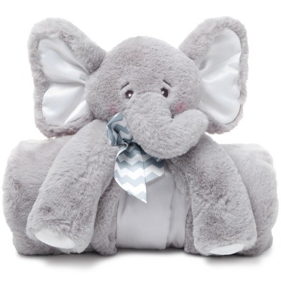 Bearington Baby Lil' Spout Cuddle Me Sleeper, Gray Elephant Large Size Security Blanket, 28.5" x 28.5"