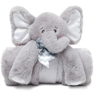 Bearington Baby Lil' Spout Cuddle Me Sleeper, Gray Elephant Large Size Security Blanket, 28.5" x 28.5" - 1 of 4