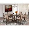 HomeStock 7-Piece Distressed Jacobean Finish Solid Wood Top Dining Table with 6-Parson Chairs - 2 of 4