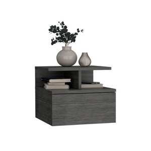 Depot E-Shop Floating Nightstand 12"H, Wall Mounted with Single Drawer and 2-Tier Shelf - 1 of 4