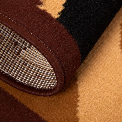 Ariana Konya Brown and Beige Abstract Border Runner Set
