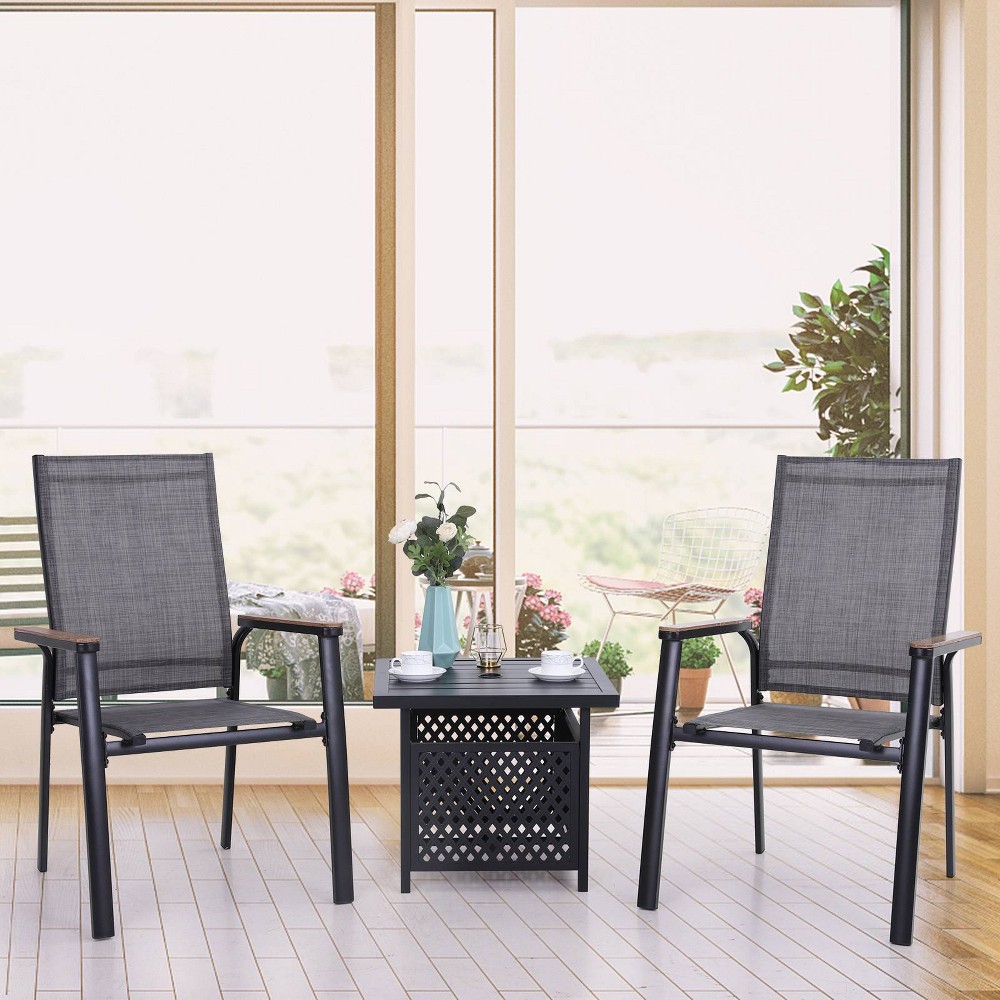 Photos - Dining Table 3pc Patio Dining Set with Small Square Table with Umbrella Hole & Lightwei