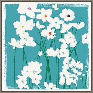 Amanti Art Turquoise Flowers by Jenny Frean Canvas Wall Art Print Framed 22 x 22-in. - 1 of 4