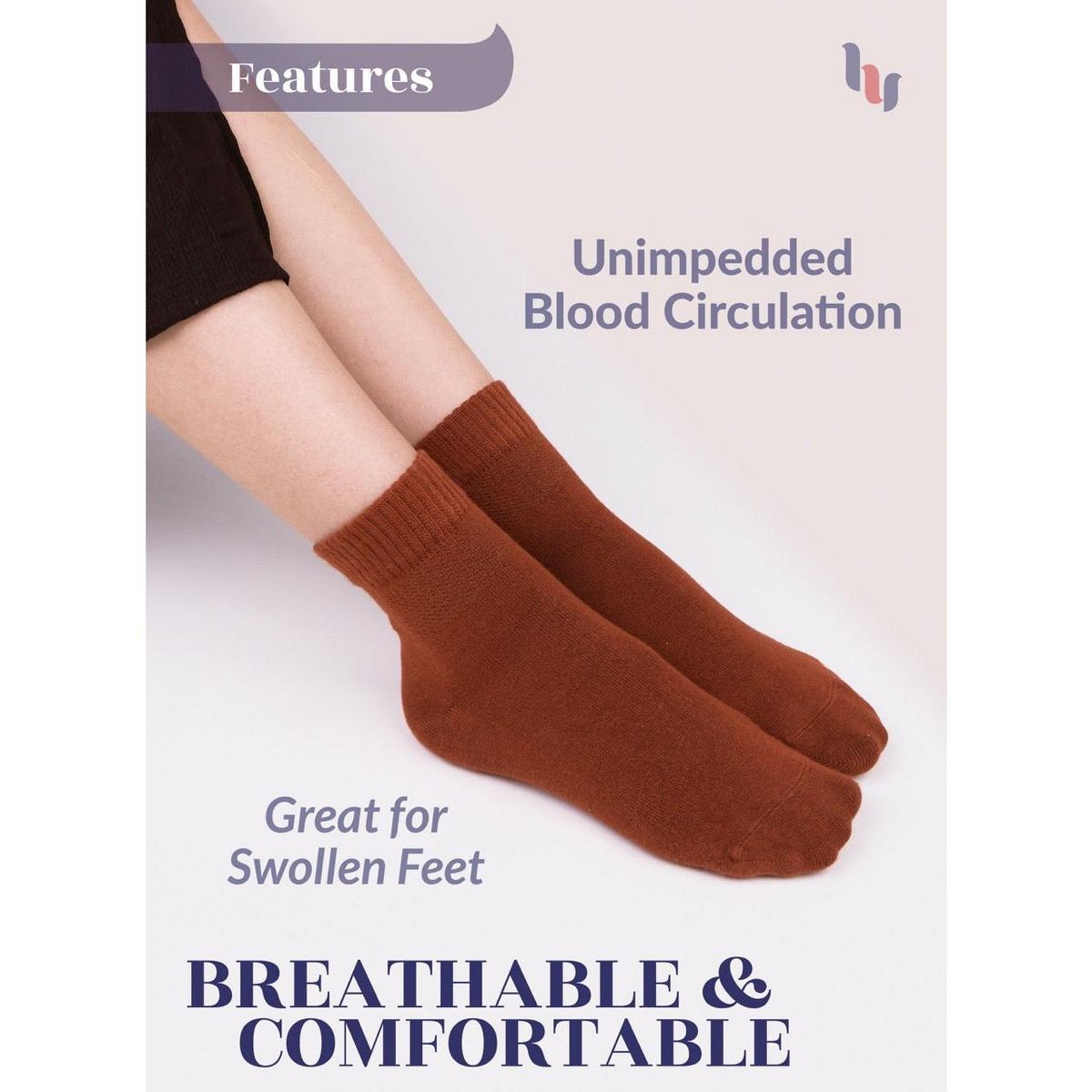 Hugh Ugoli Women's Diabetic Bamboo Ankle Socks Soft Seamless Toe Wide Fit (3 Pairs) - thumbnail 5