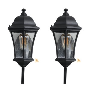 DAKAFUL Outdoor Wall Sconce with Dusk-to-Dawn Sensor,Clear Bubble Glass Shade,Waterproof Exterior Lantern for Entryway/Garage/Porch/Patio - 1 of 4