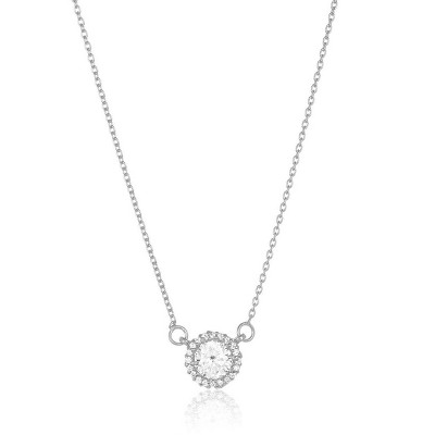 SHINE by Sterling Forever Sterling Silver CZ Halo Pendant Necklace