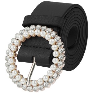 INSPIRE CHIC Women's Rhinestones Pearl Buckle Fashion Sweet Belts - 1 of 4