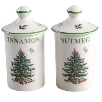 Spode Christmas Tree Spice Set of 2 Jars, Made of Fine Porcelain