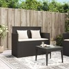 vidaXL Patio Bench with Cushions Black Poly Rattan - 3 of 4