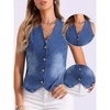 INSPIRE CHIC Women's V Neck Sleeveless Button Down Waistcoat Fashion Denim Vest - 2 of 4