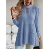 Womens Tops Elegant Lantern Sleeve Notch High Neck Flowy Blouse Shirts - 4 of 4