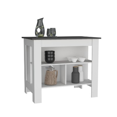NicBex Kitchen Island Cart with 3 Open Shelves,Kitchen Island with Storage and Large Work Top,Modern Kitchen Cart,Island Table for Kitchen