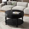 Two Tier Round Coffee Table with Storage, Flip Top Accent Table with Wood Legs for Living Room or Small Spaces – The Pop Home - 2 of 4