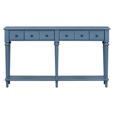 Bella Depot Retro 59.8" Console Table with 3 Drawers and Open Shelf