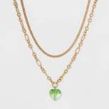 Gold with Heart Drop Statement Necklace - A New Day™
