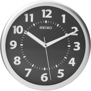 Seiko 10" Easy Reader Black Wall Clock with Luminous Glow-In-The-Dark Hands - 1 of 4