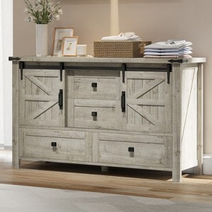 AMERLIFE Farmhouse Dresser with Sliding Barn Doors - 1 of 4