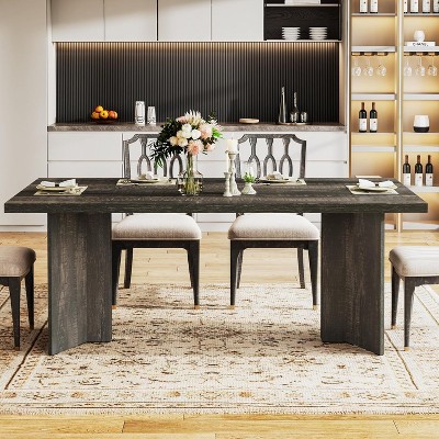 Okak Vintage Wood Large Executive Desk Rectangle Dining Table,Long Modern Kitchen Dinner Table for Dining Room,Breakfast Nook
