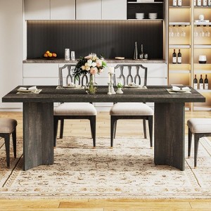 Okak Vintage Wood Large Executive Desk Rectangle Dining Table,Long Modern Kitchen Dinner Table for Dining Room,Breakfast Nook - 1 of 4