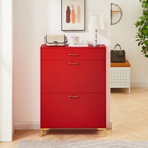 VYNXARIA Red Shoe Storage Cabinet - Stylish & Space-Saving Organizer for Entryway - 1 of 4