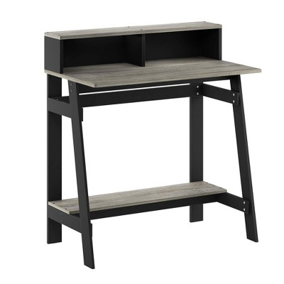 French Oak Grey A-Frame Desk with Hutch and Drawer
