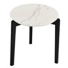 CAVINAS Coffee Tables for Living Room Modern Round Coffee Table Unique Solid Wood Center Table with Imitation Marble Tabletop, Office - 2 of 4