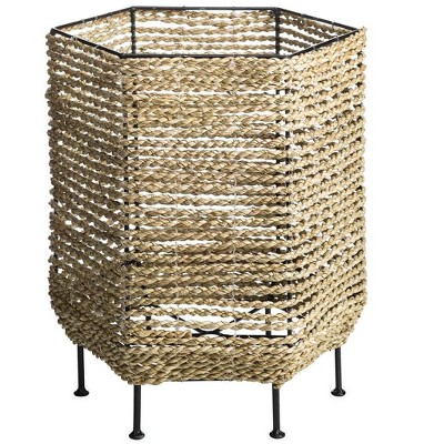 VivaTerra Seagrass Basket Planters with Iron Base, Short