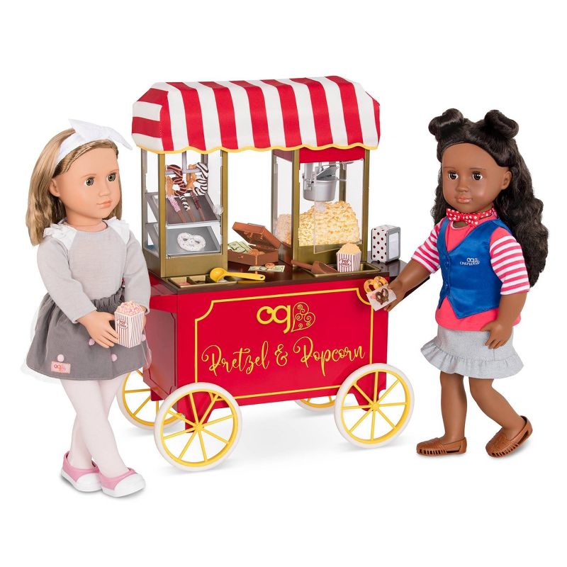Our Generation Retro Pretzel &#38; Popcorn Play Food Stand for 18&#34; Dolls - Poppin&#39; Plenty Snack Cart, 4 of 11