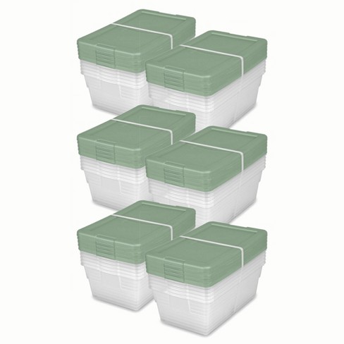 Sterilite Stackable 6 Qt Storage Box Container, Clear, Marine Blue