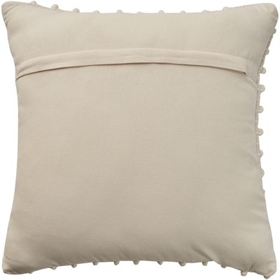 Ivory Embroidered Square Cotton-Polyester Throw Pillow 18"
