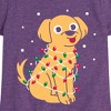 Girls' - Instant Message - Dog with Christmas Lights Fitted Short Sleeve Graphic T-Shirt - 2 of 4