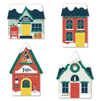 Big Dot of Happiness Christmas Village - DIY Shaped Holiday Winter Houses Cut-Outs - 24 Count