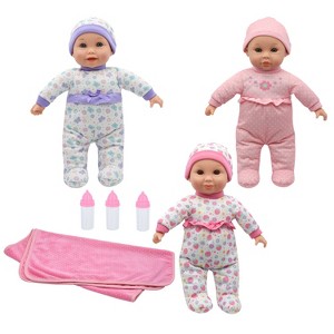 Cuddle Kids: 14" Lovable Talking Triplets Dolls with Large Blanket & 3 Bottles, Ages 2+ - 1 of 4