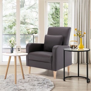 Faux-Shearling Accent Chair with Pillow, Modern Comfy Armchair with Ergonomic Backrest and Padded Armrests - 1 of 4