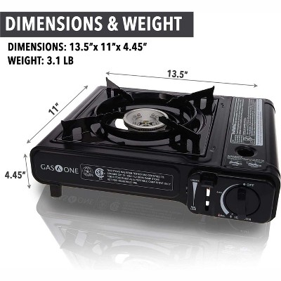 GasOne Portable Gas Stove with Carrying Case, 9,000 BTU, CSA Approved, Black,  GS-3000
