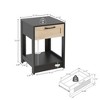 15.75" Rattan End black table with drawer, Modern nightstand, side table - 4 of 4