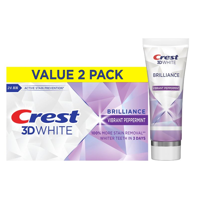 Crest 3D White Brilliance Vibrant Toothpaste - Peppermint - 4.6oz/2pk, 1 of 10