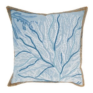 Saro Lifestyle Coral Breeze Sea Fan Throw Pillow Cover, Blue, 20"x20" - 1 of 3