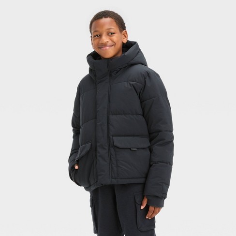 Boys' Puffer Jacket - All In Motion™ Black M : Target