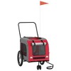 vidaXL Pet Bike Trailer Red and Gray Oxford Fabric and Iron 24.8" x 47.6" x 25.6" - 3 of 4