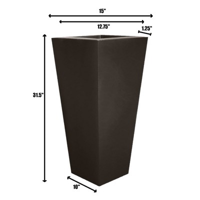 Espresso Tall Square Weather Resistant Planter, 32"