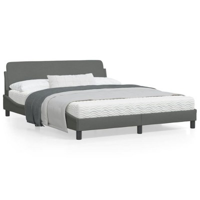vidaXL Elegant Dark Gray Fabric Queen Bed Frame with Headboard - 59.8