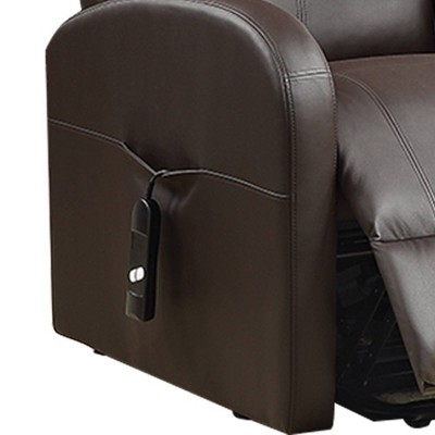 Ricardo Brown Faux Leather Swivel Recliner with Power Lift