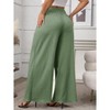 Women's Plus Size Faux Wrap Palazzo Pants Mid Rise Plus Size Wide Leg Pants Asymmetric Pants - 3 of 4